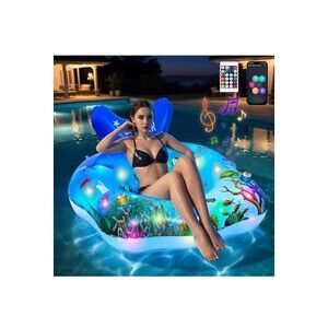 Large Light-up Inflatable Pool Float for Adults and Kids, Water lounger Chair